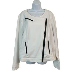 LANE BRYANT Asymmetrical White & Black Zip Jacket Sz 22